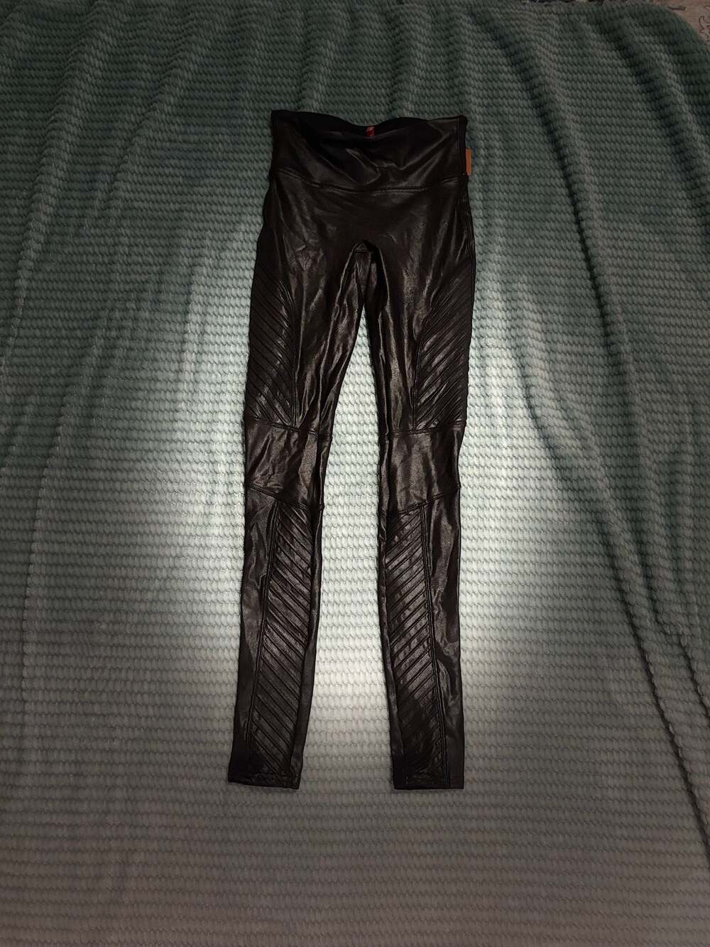 Spanx Faux Leather Moto Leggings Black Size XS